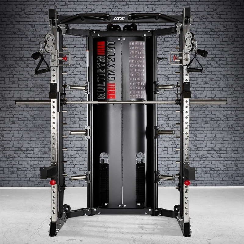Nærbilde av beinpress på Multistasjon GMX 2000 med 2 x 90 kg vektstabel og beinpress