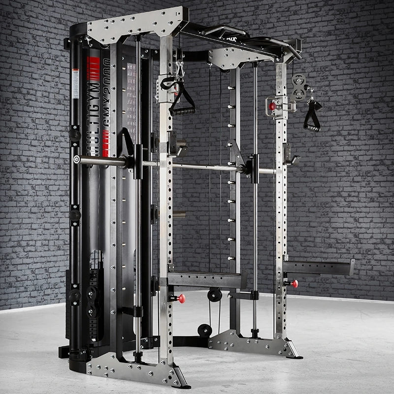 Multistasjon GMX 2000 med 2 x 90 kg vektstabel og beinpress sett fra siden