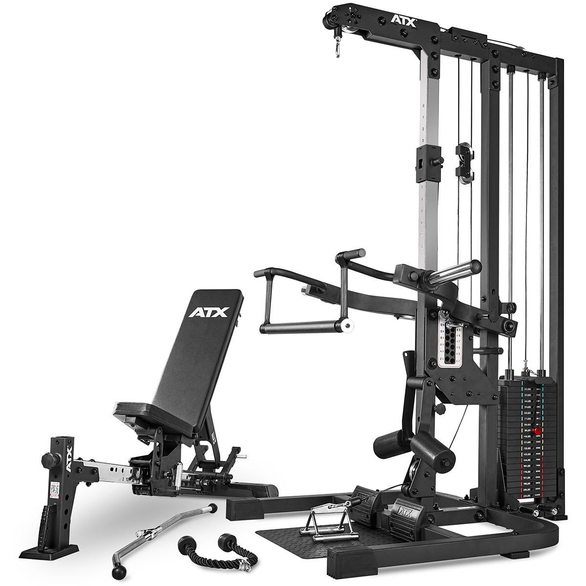Multistasjon TripleX Gym med vektblokk EN 20957 detalj av vektblokk