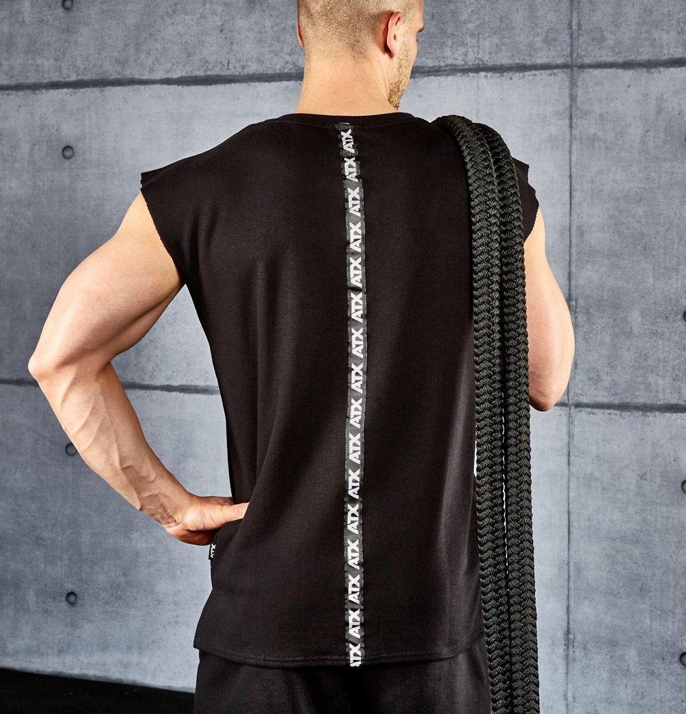 Muscle shirt svart 85 % bomull str. S-XL stofftekstur