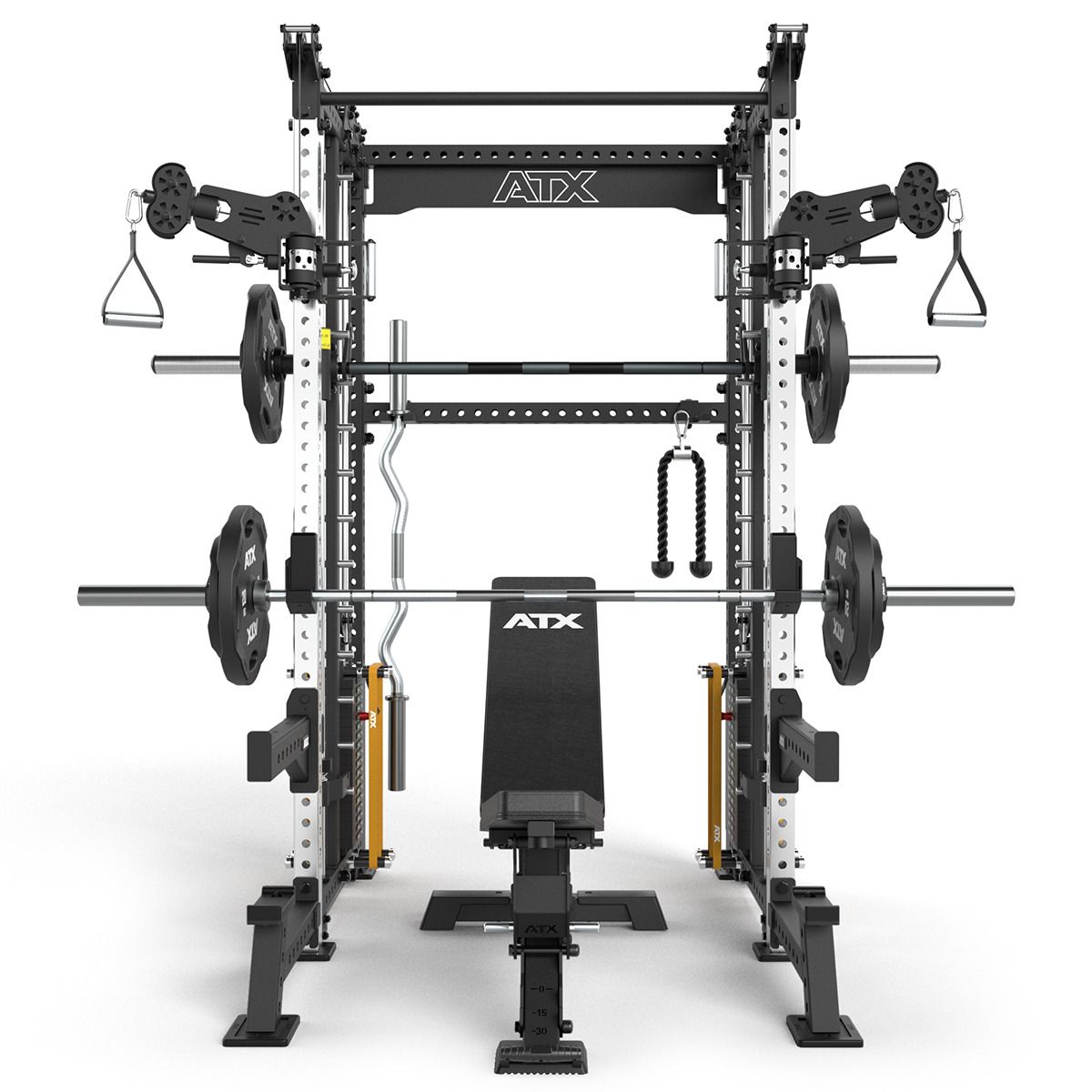 Nærbilde av kabelstasjon på Rack med kabelstasjon og Smith Machine