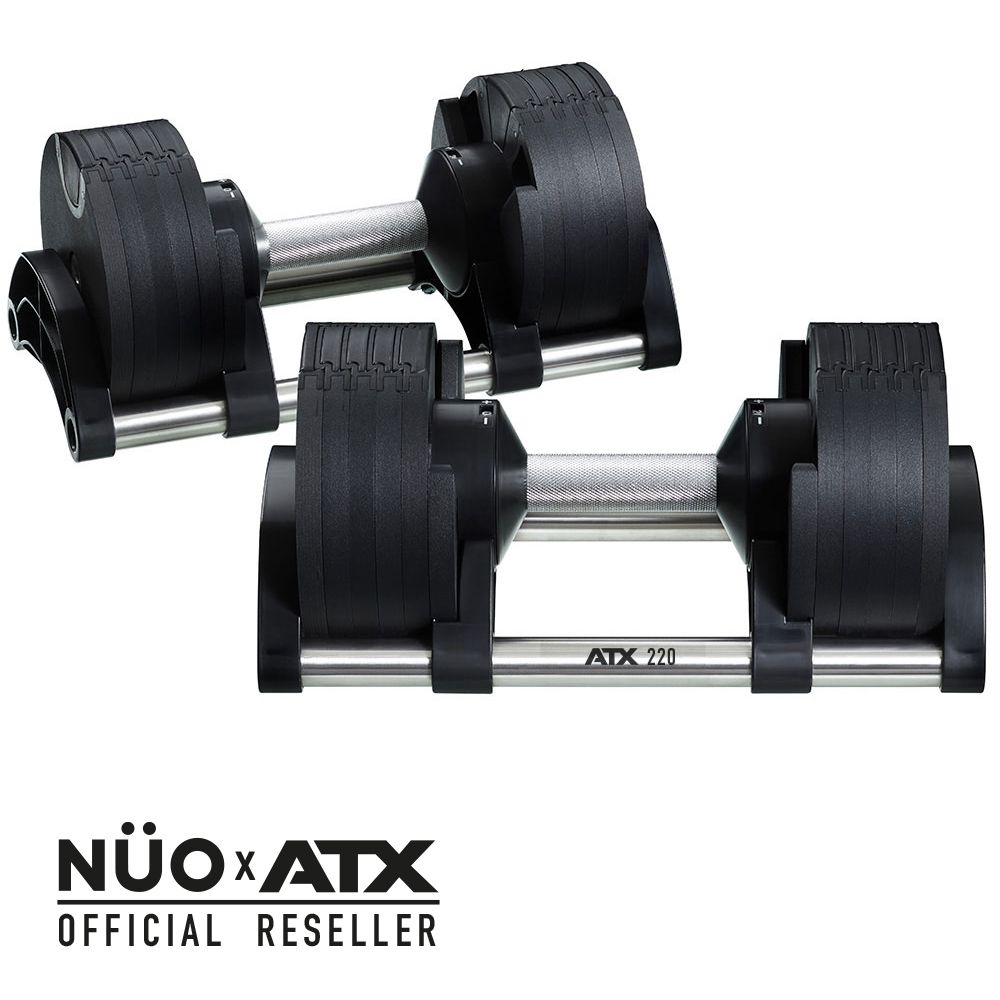 Nüobell justerbare håndvekter 2-20 kg stål ATX Edition forfra