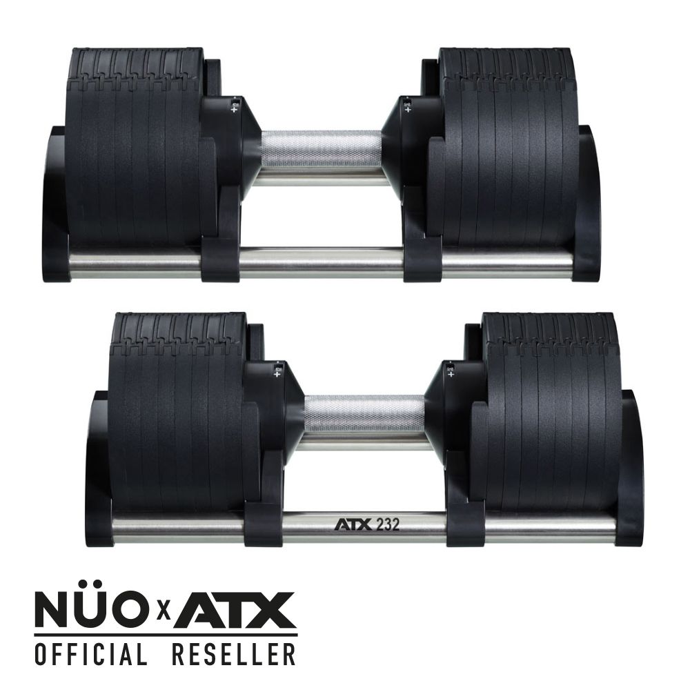 Nüobell justerbare håndvekter 2-32 kg stål ATX Edition forfra