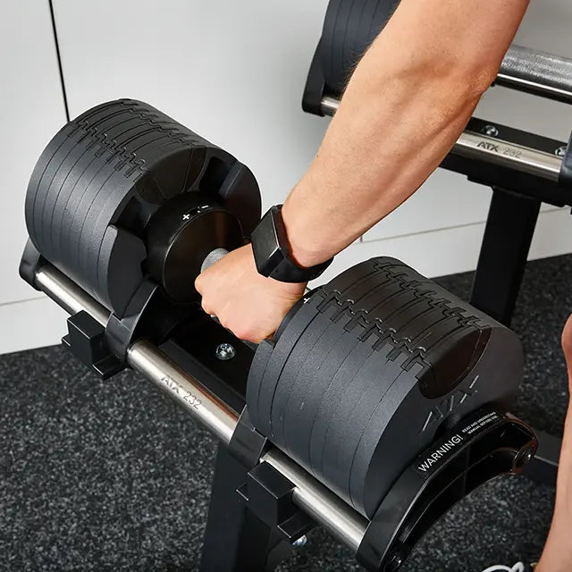 Nüobell justerbare håndvekter 2-32 kg stål ATX Edition montert