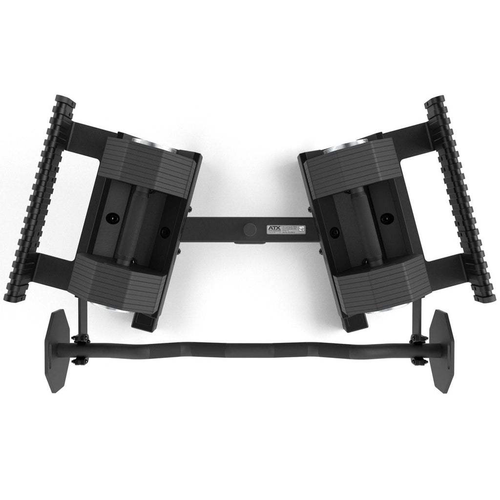 Nærbilde av EZ Bar på Octa-Dumbbell-sett XL 2 x 36 kg med EZ Bar og stativ