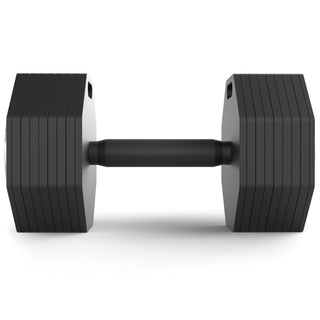 Octa-Dumbbell-sett XL 2 x 36 kg med EZ Bar og stativ i bruk