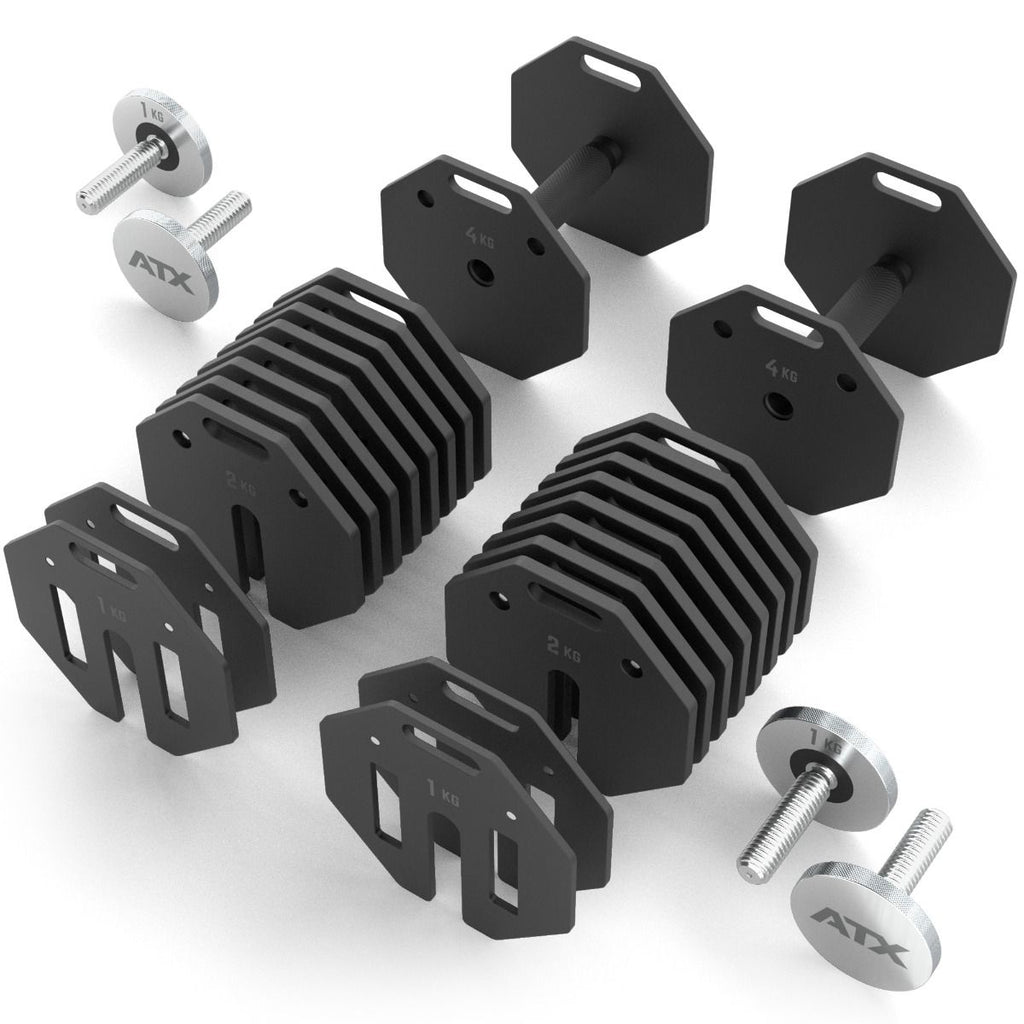 Octa Dumbbells justerbare håndvekter 2 x 24 kg sideprofil