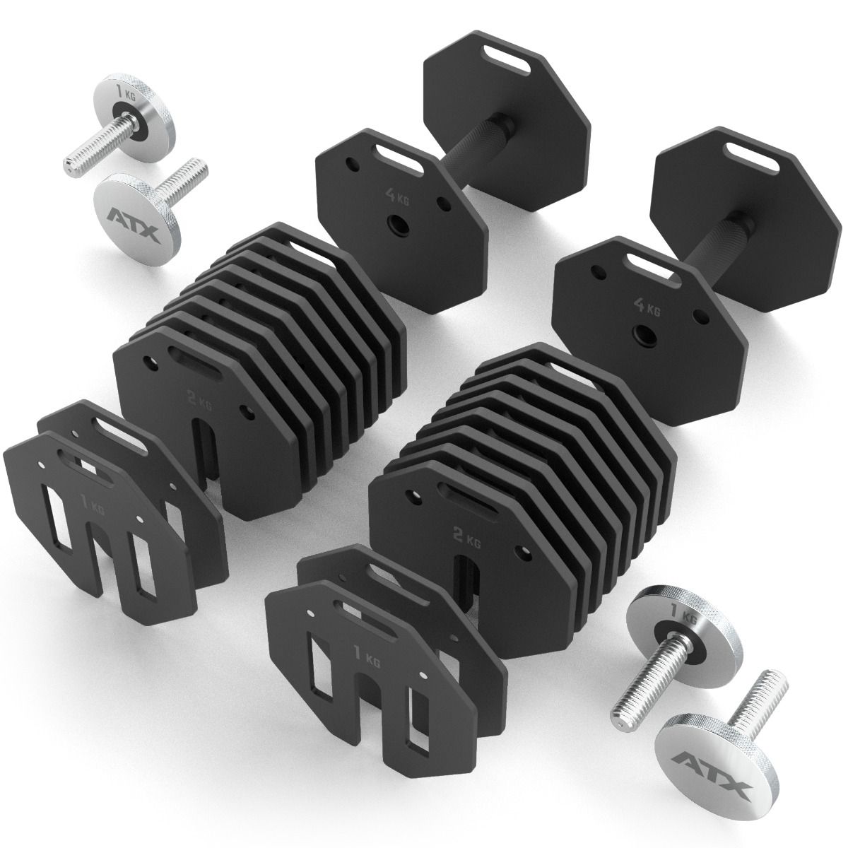 Octa Dumbbells justerbare håndvekter 2 x 24 kg sideprofil