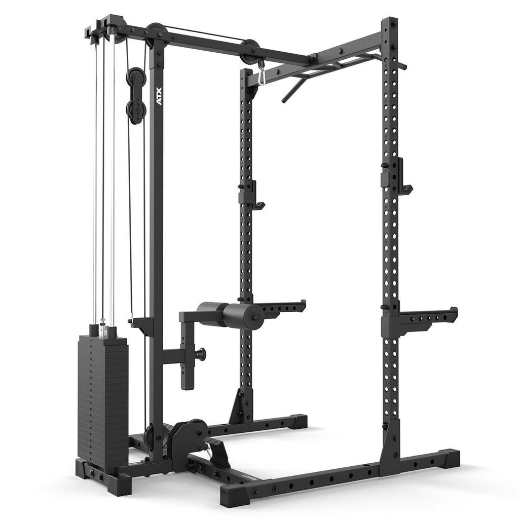 Oversikt av vektstabel på Half Rack 510 med lat pulldown 100 kg vektstabel 195 cm