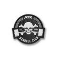 Patch Barbell Club 70x64 mm borrelås svart/hvit forfra