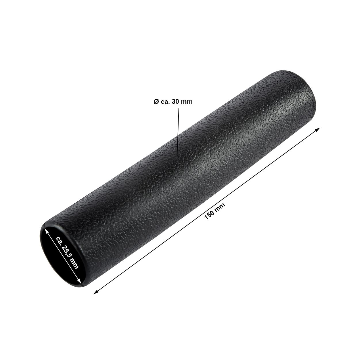 Plasthåndtak 30 x 150 mm gripediameter 30 mm bakside