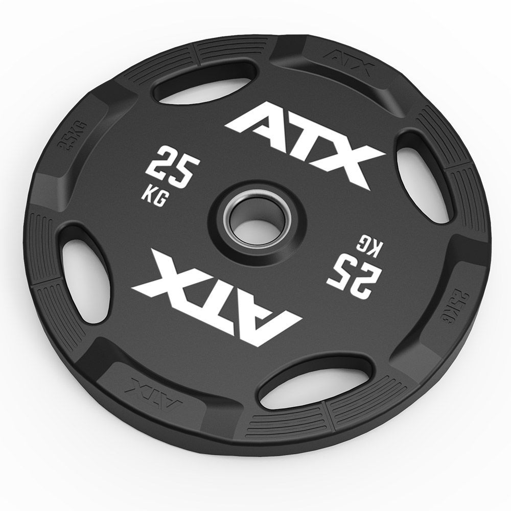 Detalj av Polyuretan 4-Grip vektskiver 50 mm 1,25-25 kg grep