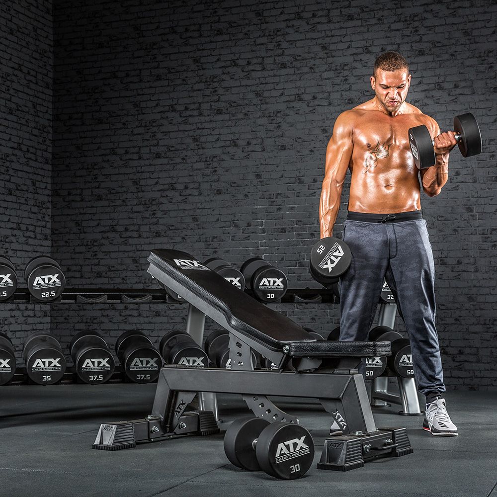 Polyuretan dumbbell kompaktsett 5–50 kg 32 mm grep med vektmarkering