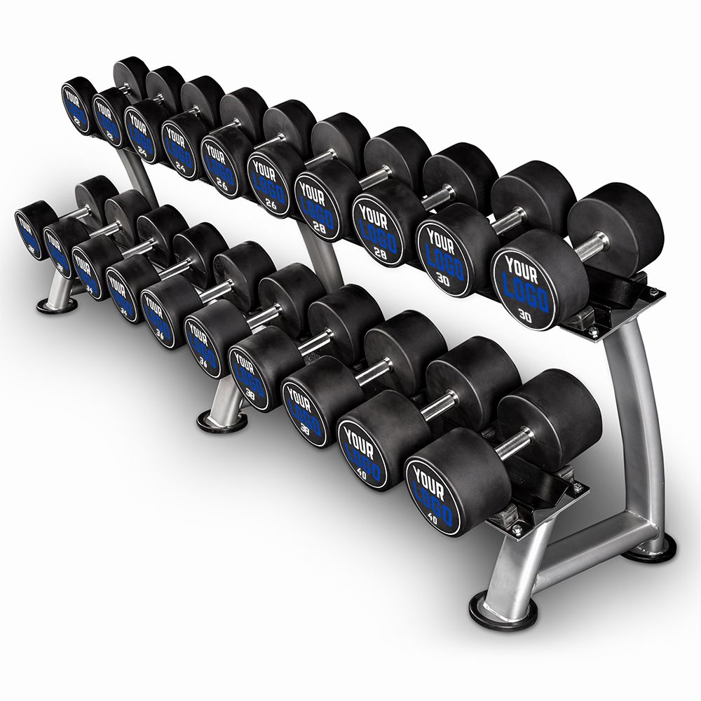 Polyuretan dumbbell-sett 4–30 kg med egen logo, 2 kg forfra