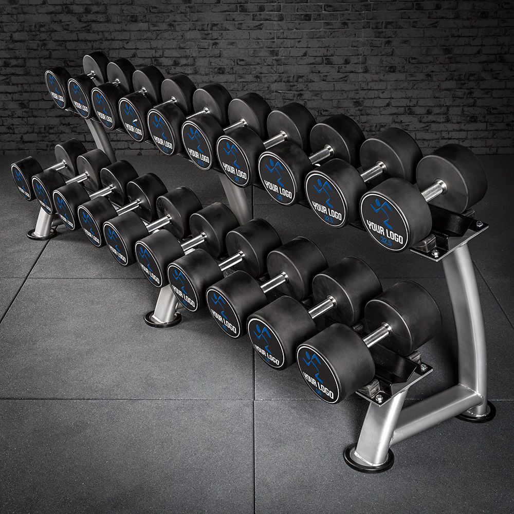 Polyuretan dumbbell-sett 5–20 kg med eget logo side