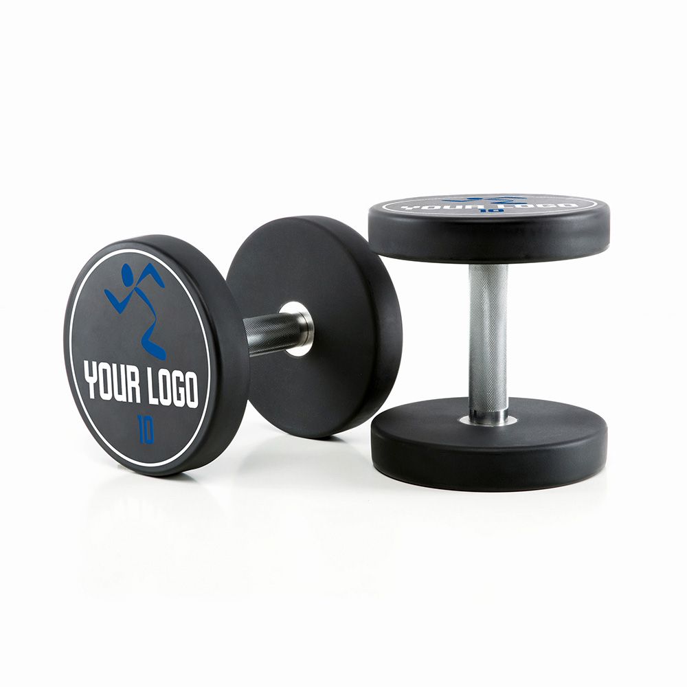 Polyuretan dumbbell-sett 5–30 kg med eget logo, 2,5 kg trinn - Megafitness Shop