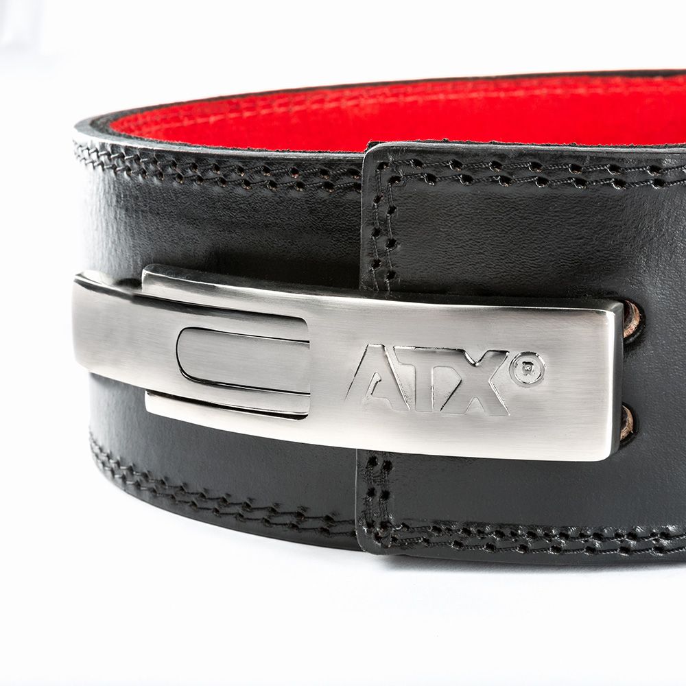 Power Belt Clip ekte skinn svart/rød størrelse S 88 cm detalj av lær