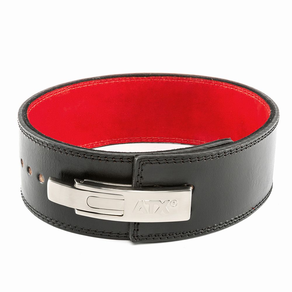 Power Belt Clip lær svart/rød størrelse XXL 128 cm forfra