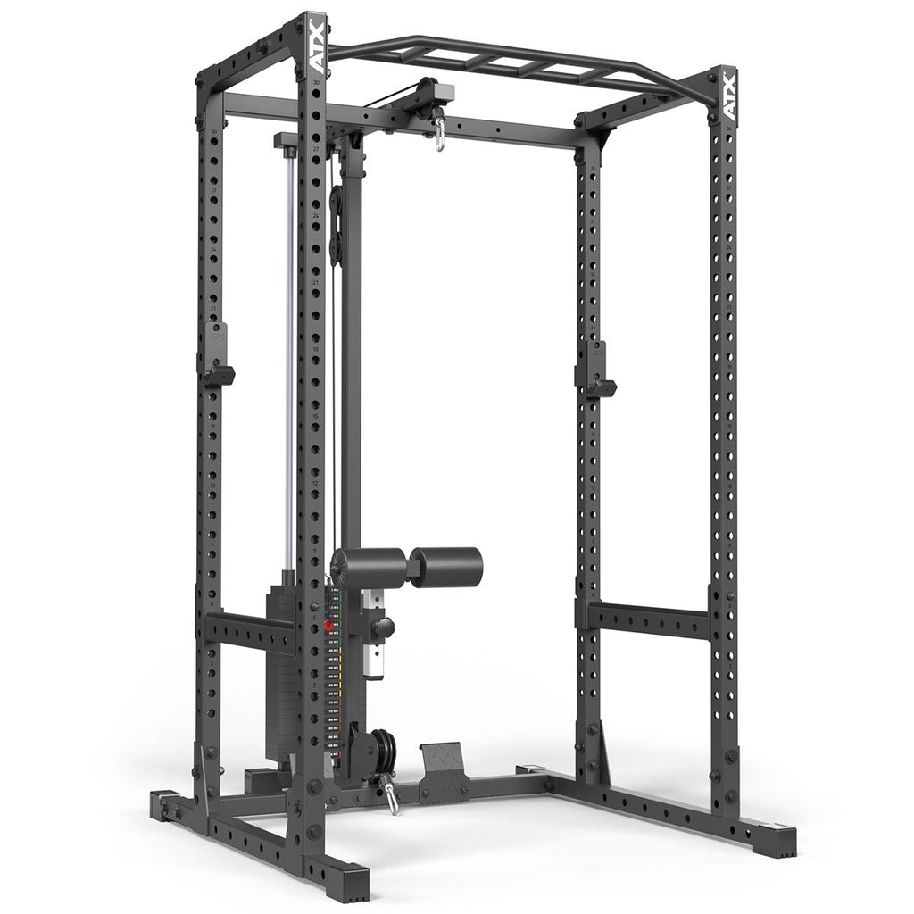 Power Rack 510 komplettstasjon med lat pulldown 100 kg forfra