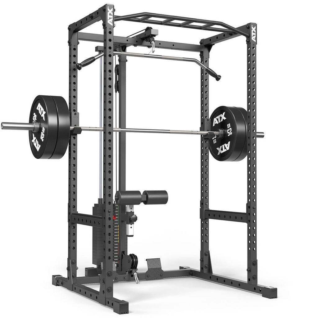 Power Rack 510 komplettstasjon med lat pulldown 100 kg bakside