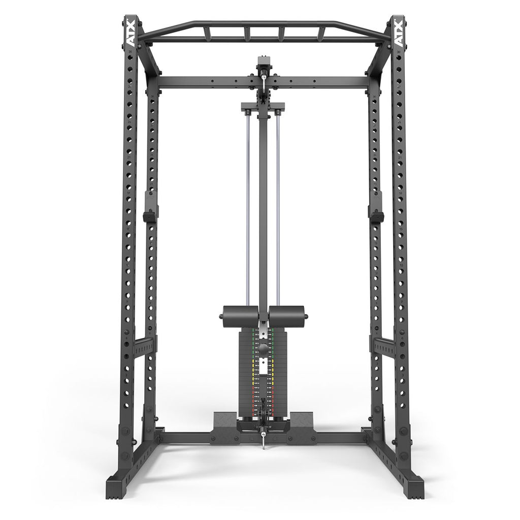 Power Rack 510 komplettstasjon med lat pulldown 100 kg nærbilde av pulldown