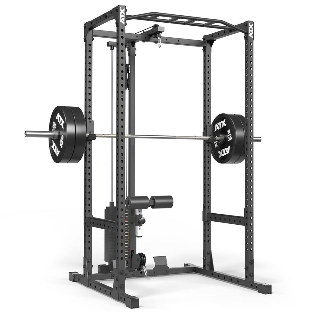 Power Rack 520 komplettstasjon med lat pulldown 100 kg bakside