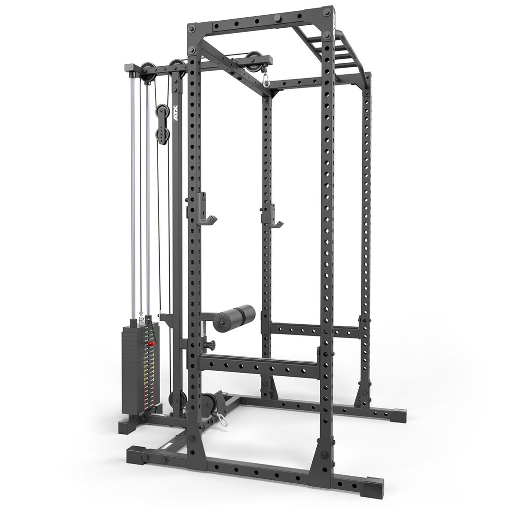 Power Rack 520 komplettstasjon med lat pulldown 100 kg detalj