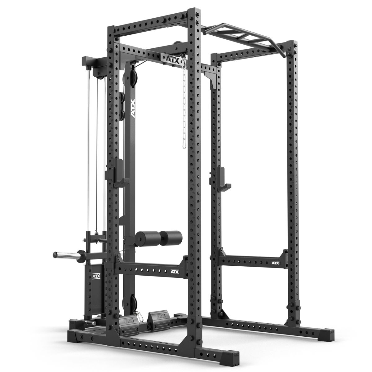 Power Rack 640/660 med lat pulldown Plate Load montert i treningsrom