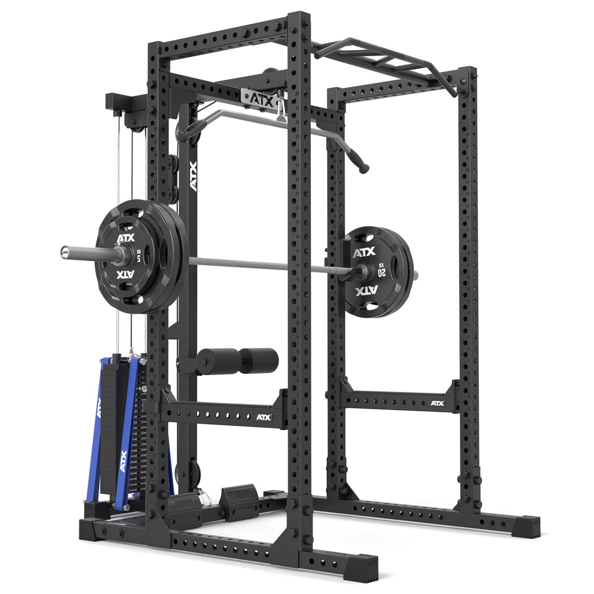 Detalj av Power Rack 640 med Lat Pulldown stabelvekter