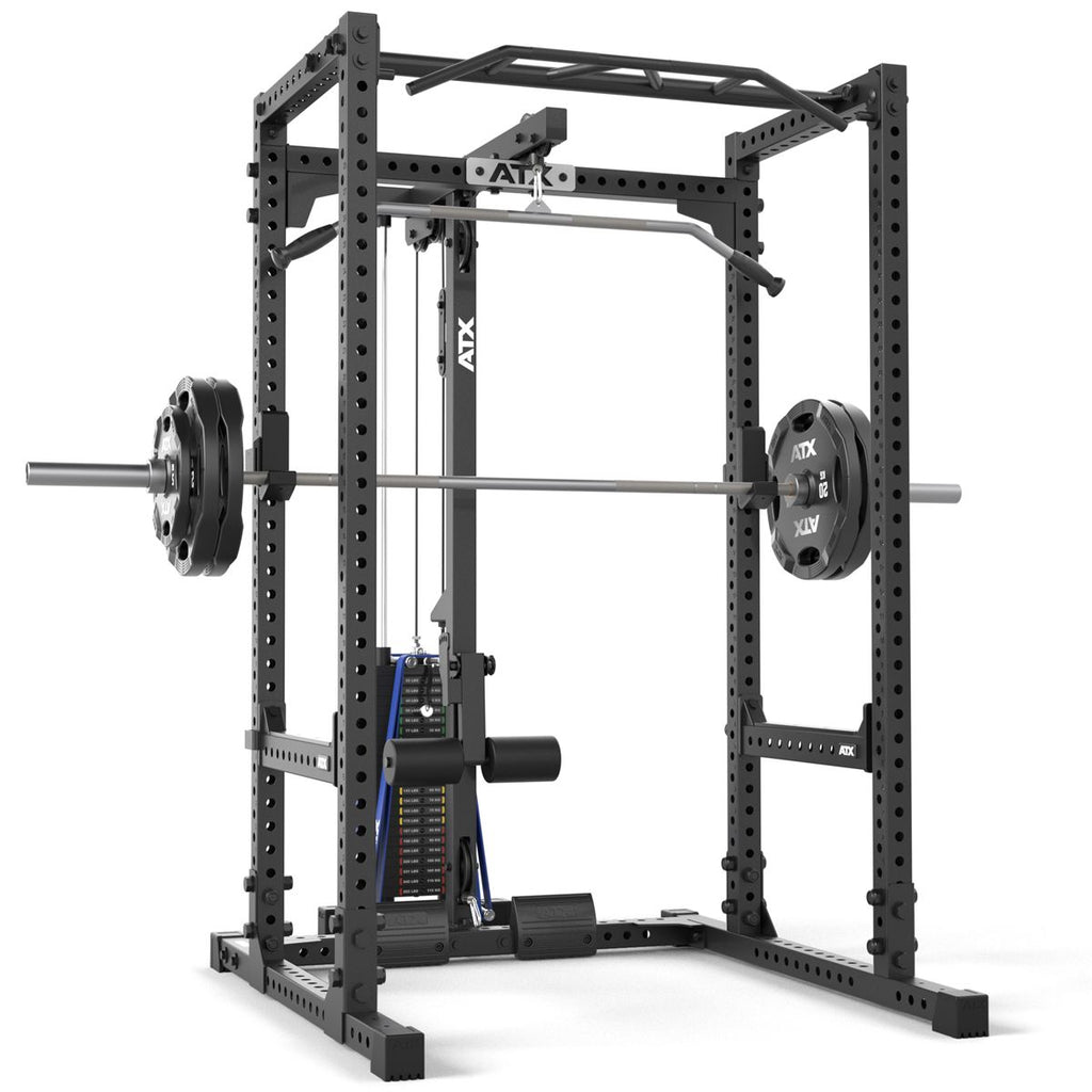 Power Rack 640 med Lat Pulldown stabelvekter 195 cm høyde front