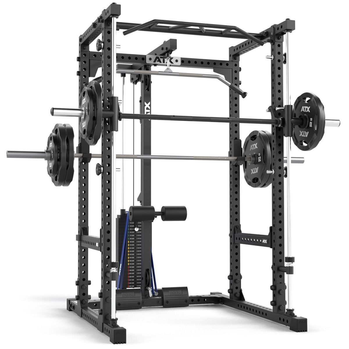 Power Rack 640 komplettsett 195 cm med stablebare vekter forfra
