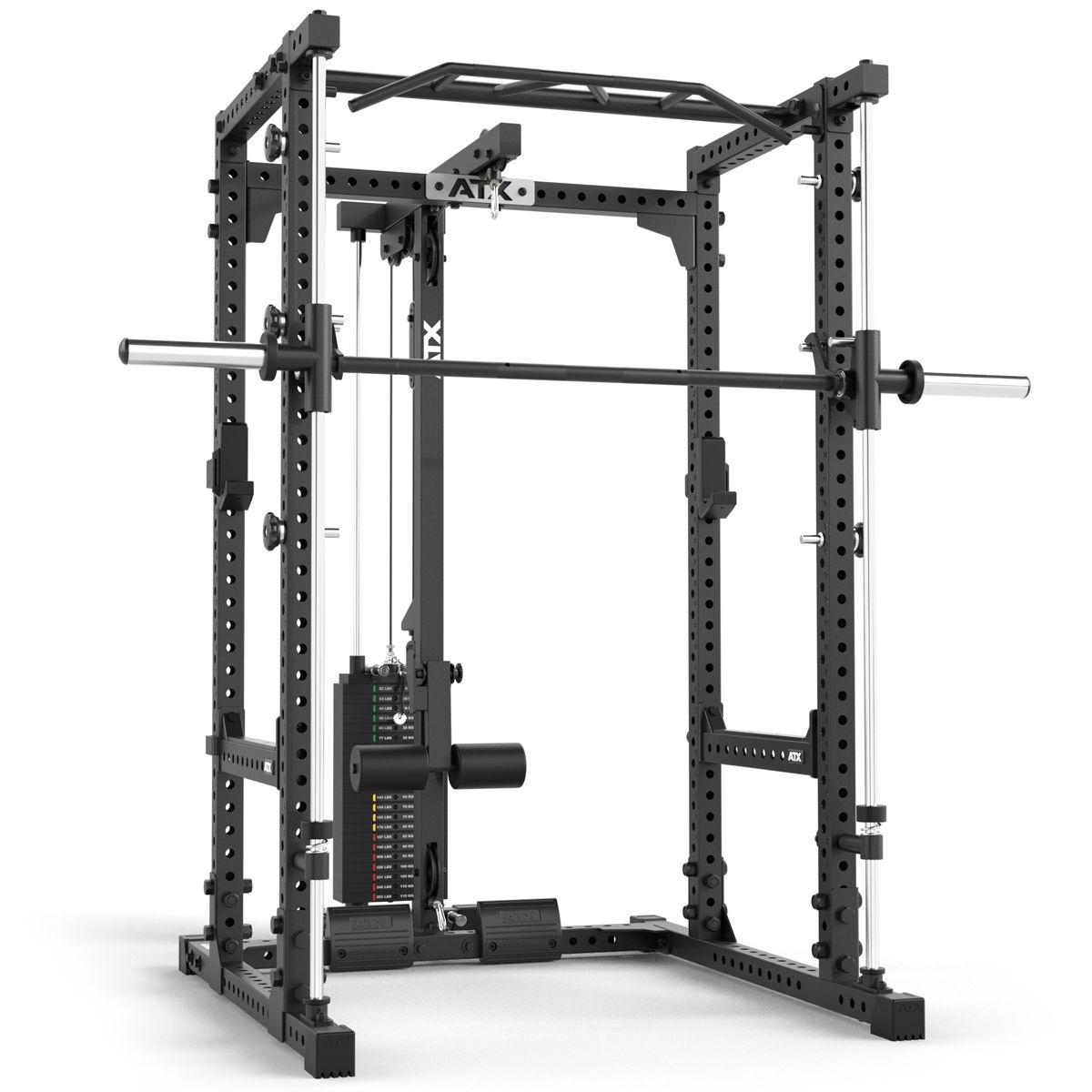 Power Rack 640 komplettsett 195 cm med stablebare vekter bakside