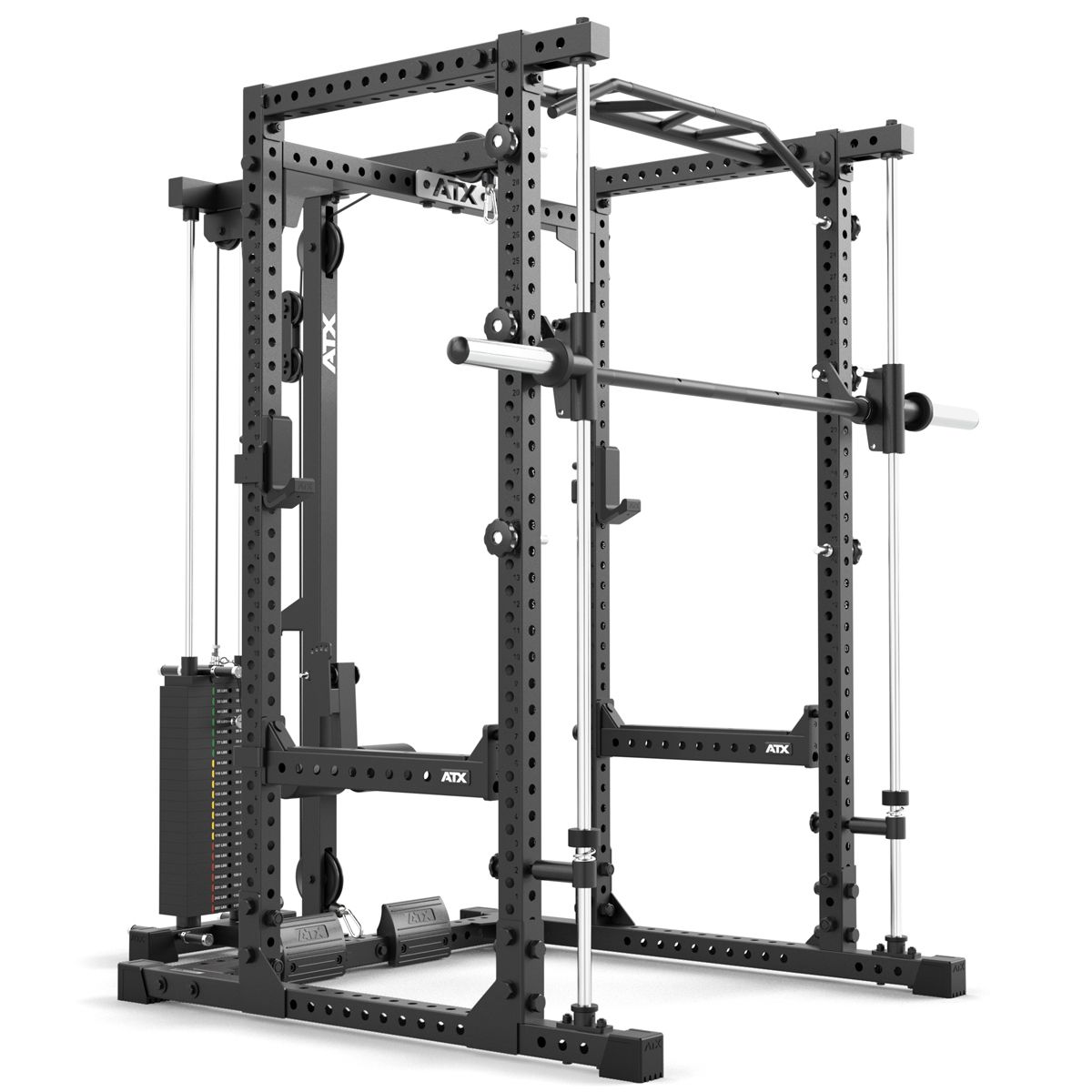 Power Rack 640 komplettsett 195 cm med stablebare vekter montert