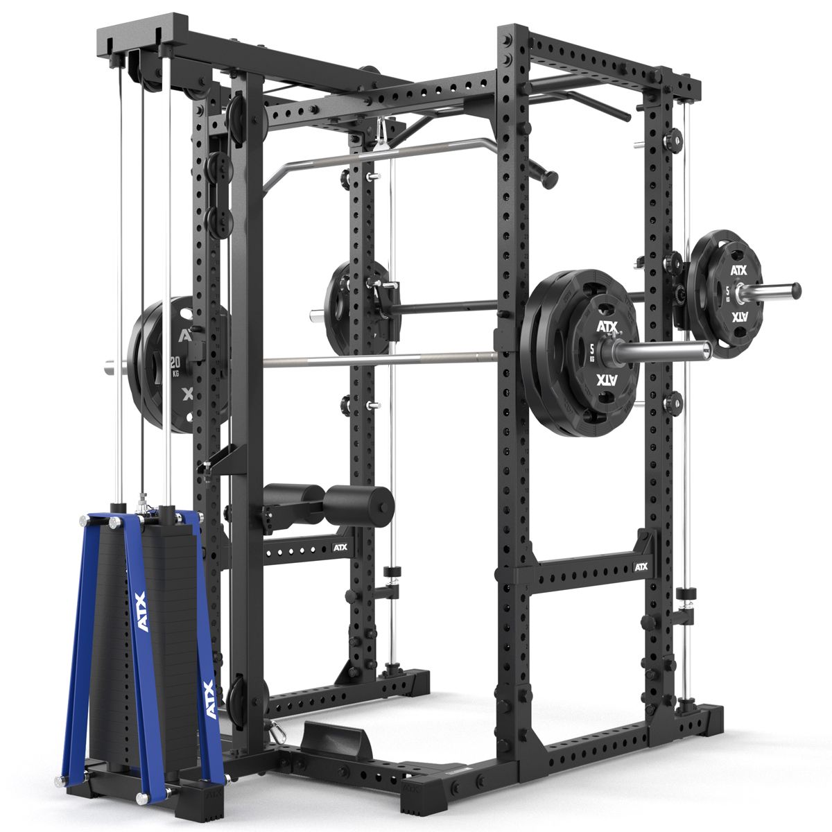 Power Rack 640 komplettsett 195 cm med stablebare vekter rammedetalj