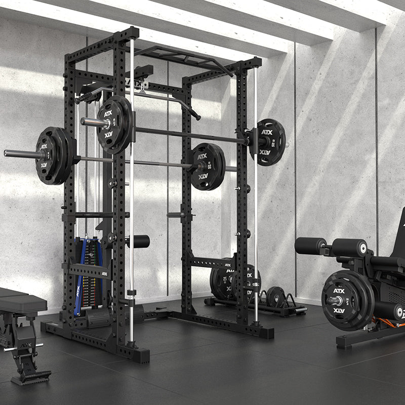 Power Rack 640 komplettsett 195 cm med stablebare vekter metallfinish