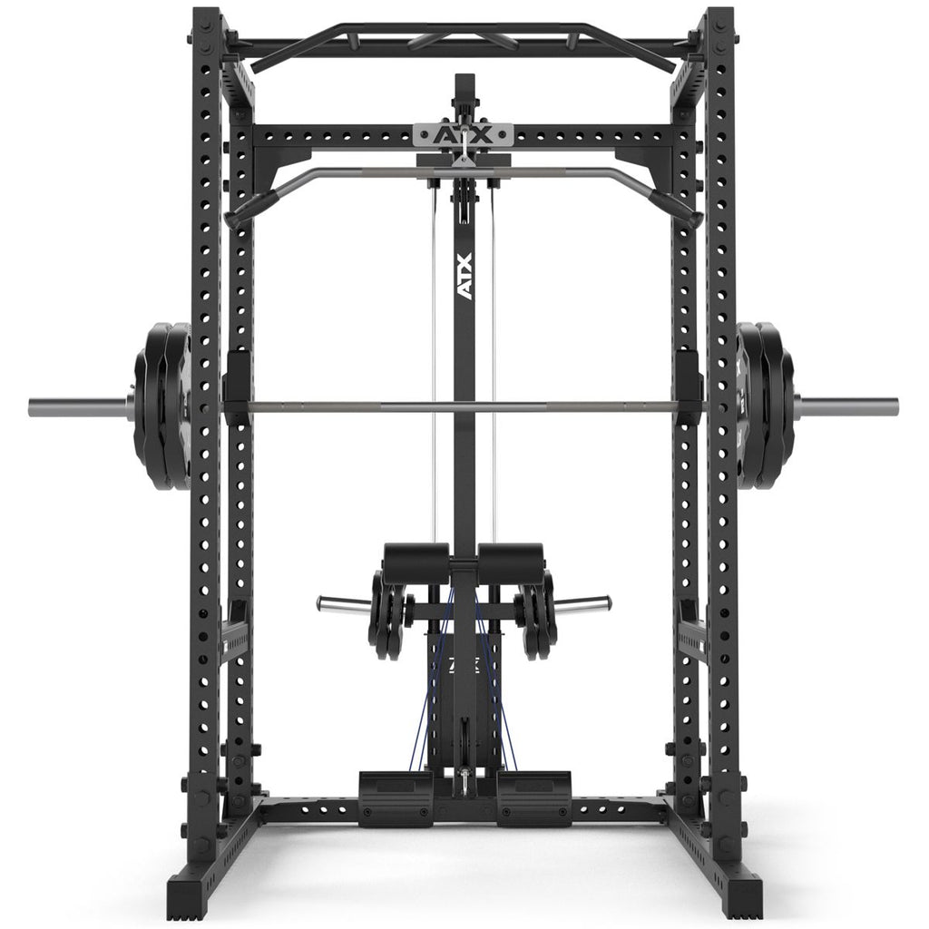 Power Rack 640 med Lat Pulldown vektskiver 195 cm høyde nærbilde av Lat Pulldown-stasjon