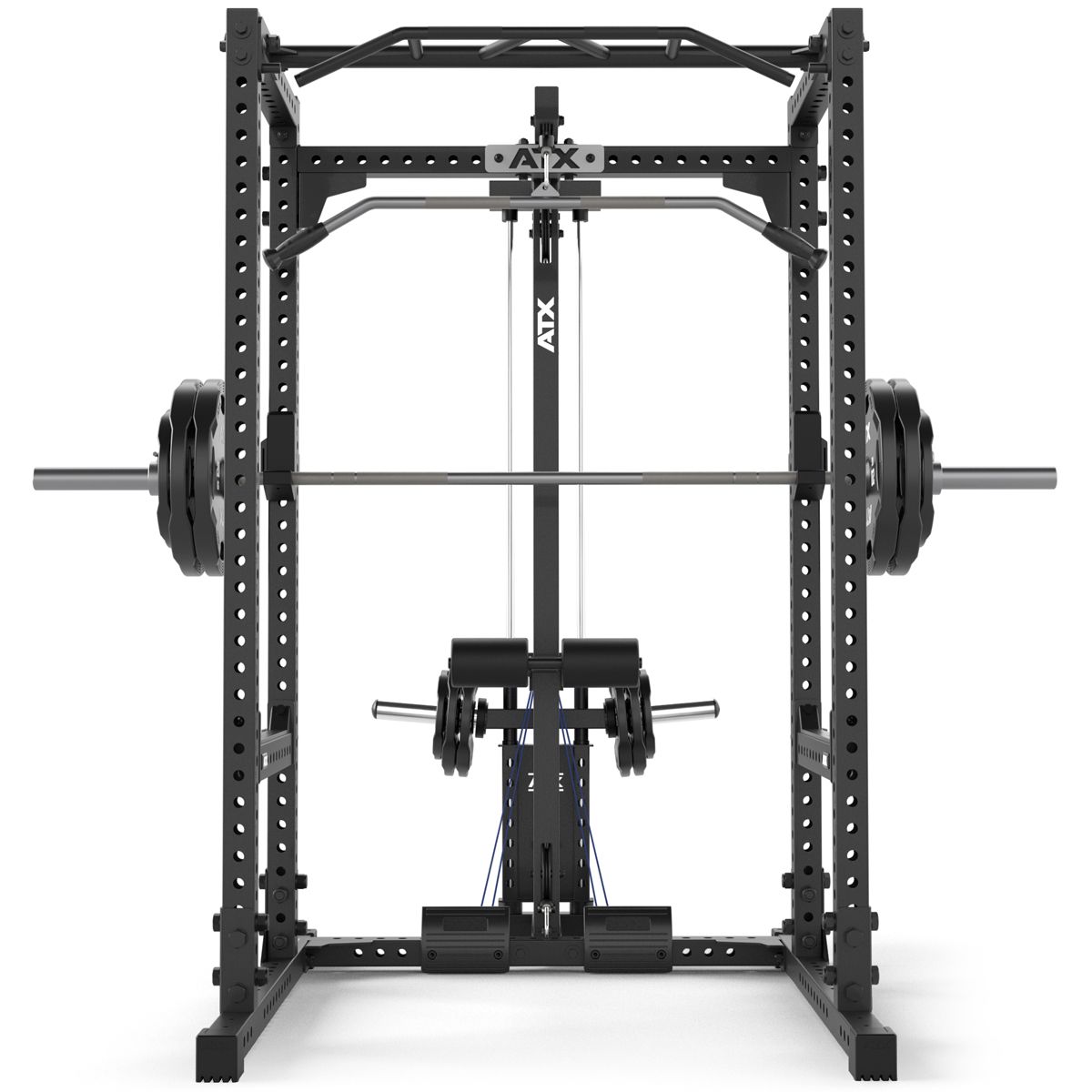 Power Rack 640 med Lat Pulldown vektskiver 195 cm høyde nærbilde av Lat Pulldown-stasjon