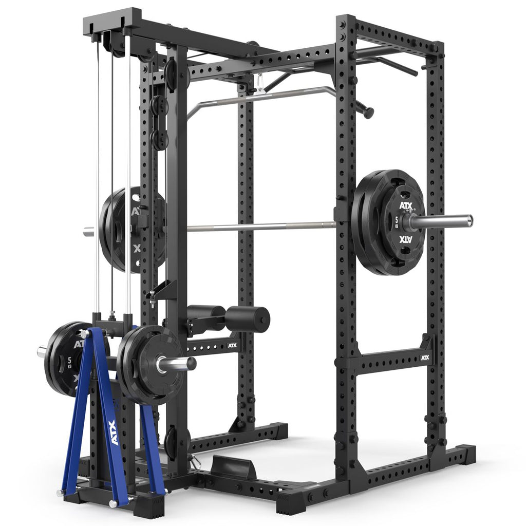 Power Rack 640 med Lat Pulldown vektskiver 195 cm høyde oversikt fra siden