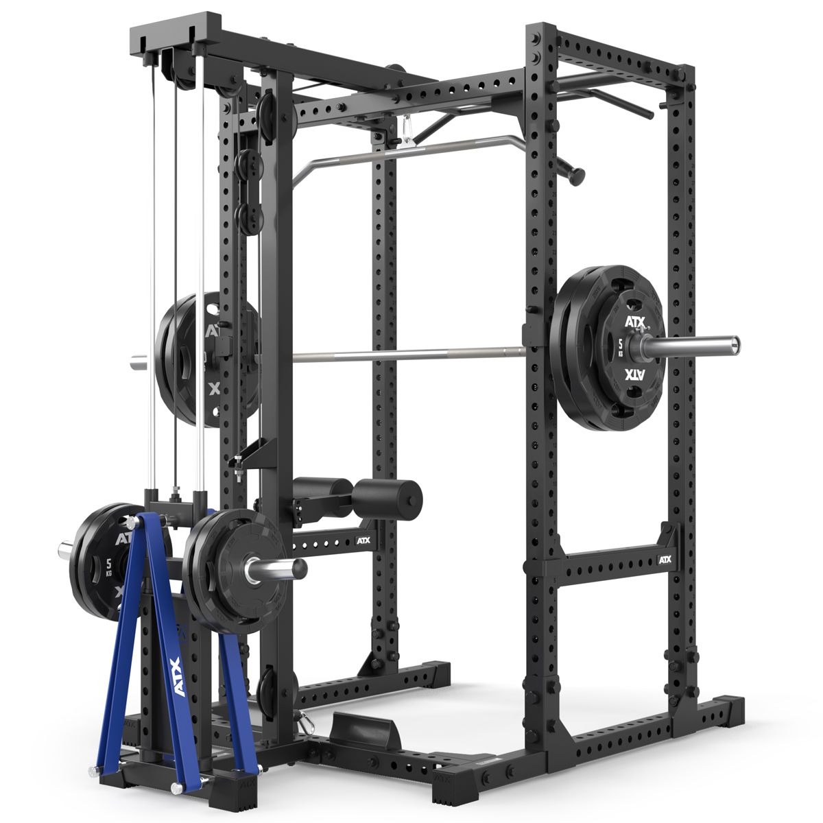 Power Rack 640 med Lat Pulldown vektskiver 195 cm høyde oversikt fra siden