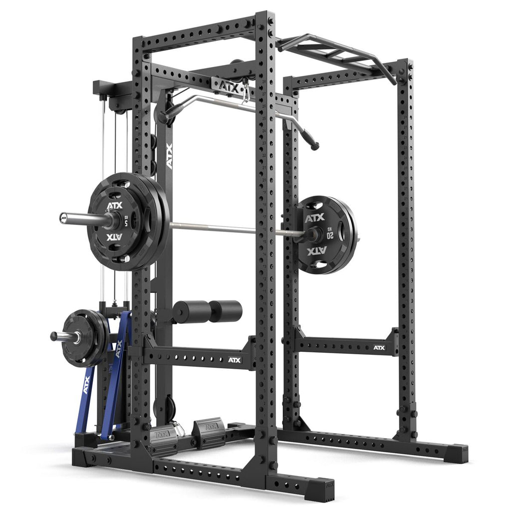 Power Rack 640 med Lat Pulldown vektskiver 195 cm høyde detalj av stålramme