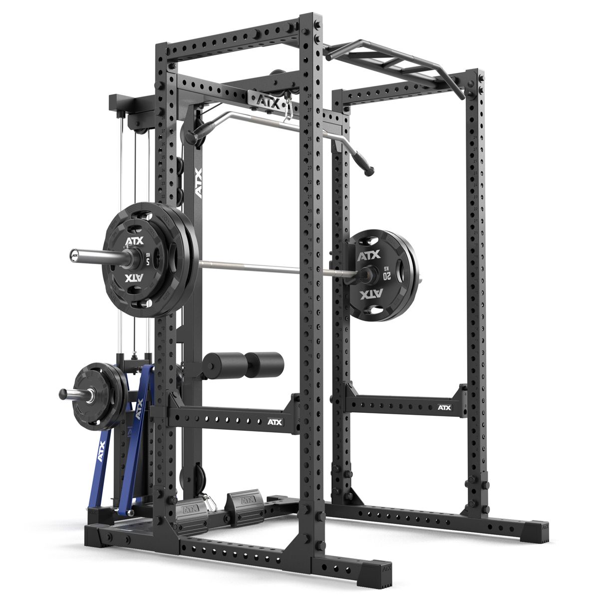 Power Rack 640 med Lat Pulldown vektskiver 195 cm høyde detalj av stålramme