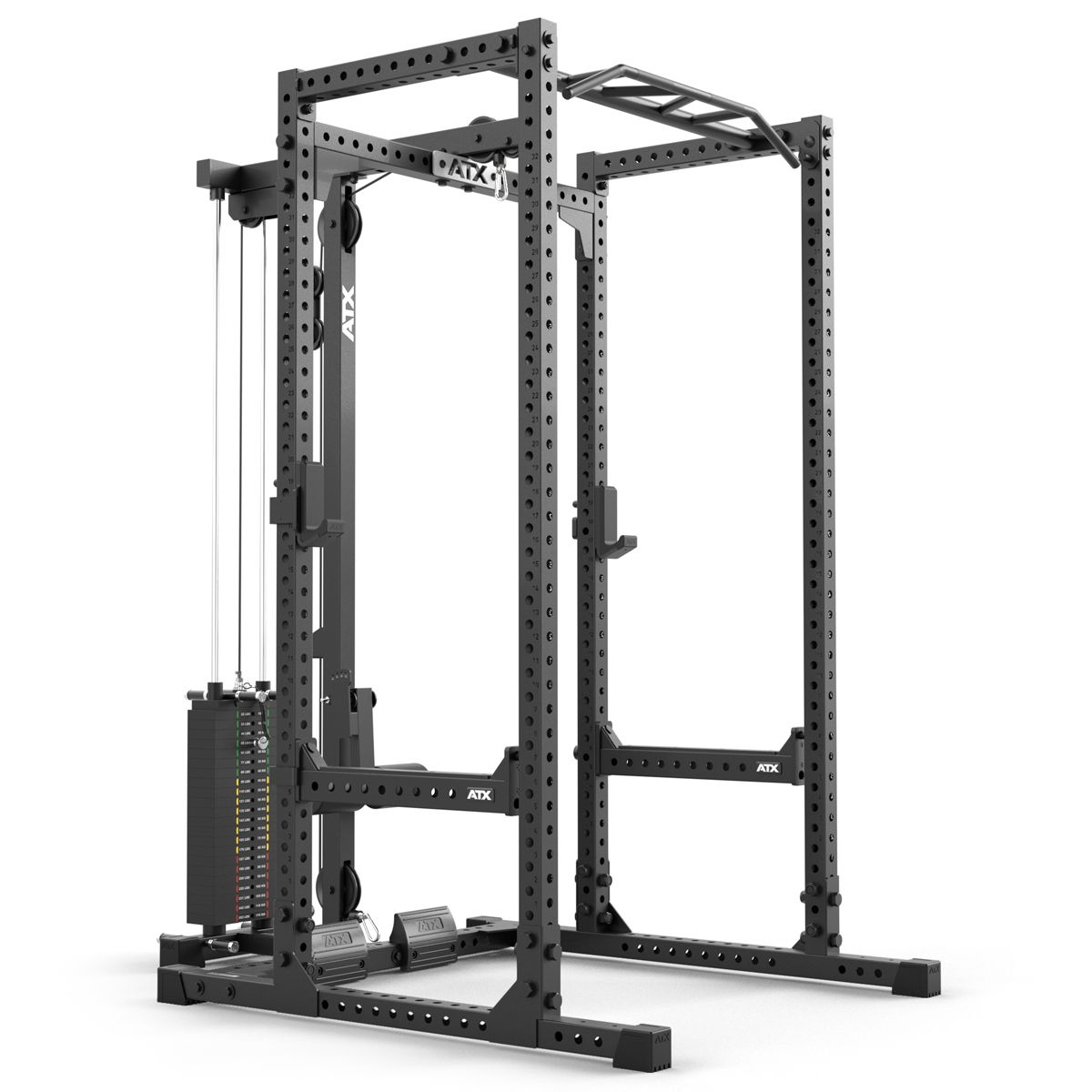 Power Rack 660 med lat pulldown og stikkvekter montert i treningsrom