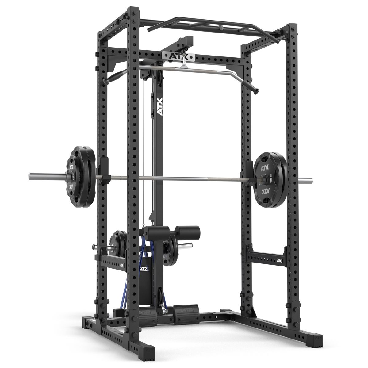 Power Rack 660 med Lat Pulldown vektskiver 215 cm høyde forfra
