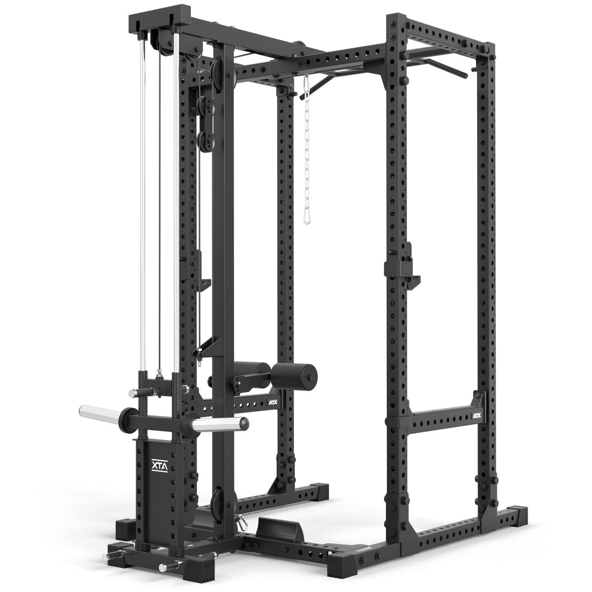Power Rack 660 med Lat Pulldown vektskiver 215 cm høyde oversikt fra toppen