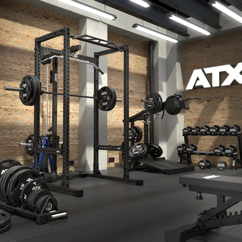 Power Rack 660 med Lat Pulldown vektskiver 215 cm høyde nærbilde av borehull