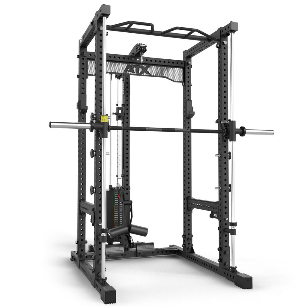 Power Rack 780 2.0 med lat pulldown vektstabel og Smith Machine forfra