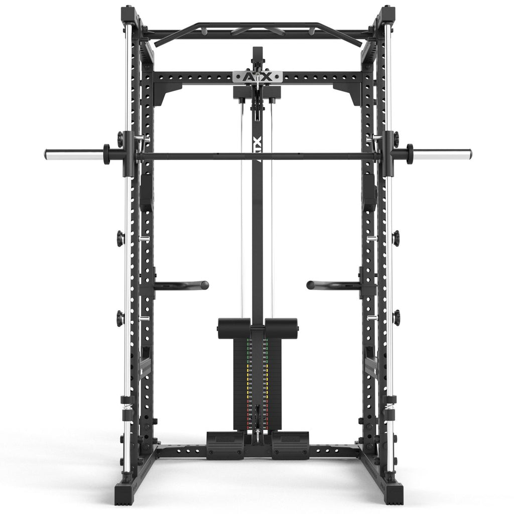Nærbilde av profiler på Power Rack komplettstasjon 640/660 med vektstabel 60x60 mm