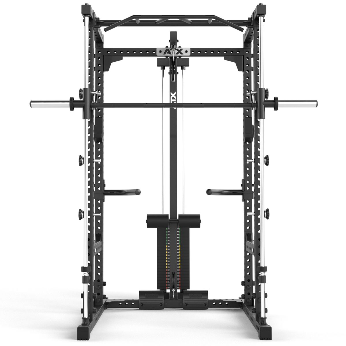 Nærbilde av profiler på Power Rack komplettstasjon 640/660 med vektstabel 60x60 mm