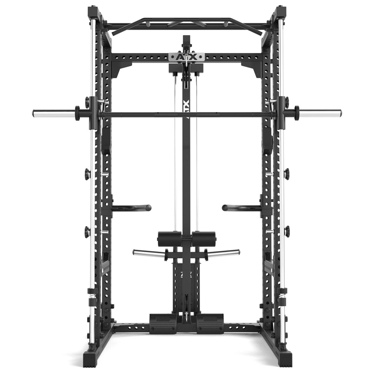 Nærbilde av J-Hooks på Power Rack komplettstasjon 640/660 Plate Load 60x60 mm ramme