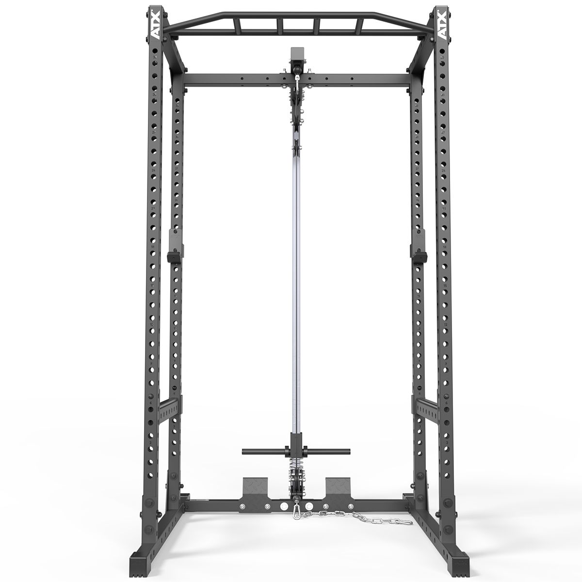 Power Rack PRX-520 med lat pulldown plate load 218 cm montert med vektstenger